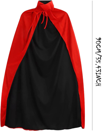Pelerina reversibila fara gluga pentru carnaval, rosu/negru 90 cm [1]