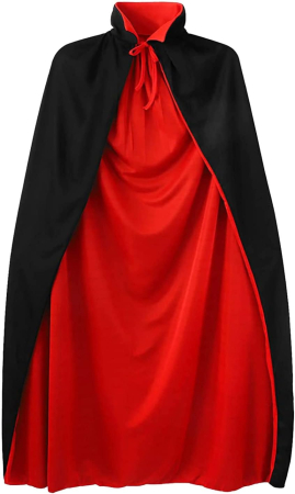 COSTUME COPII - Pelerina reversibila fara gluga pentru carnaval, rosu/negru 90 cm