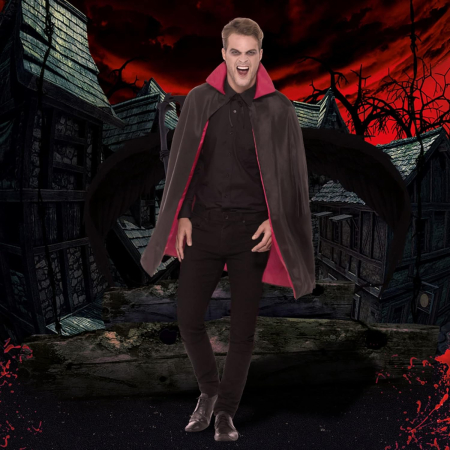 Pelerina reversibila fara gluga pentru carnaval, rosu/negru 90 cm [3]