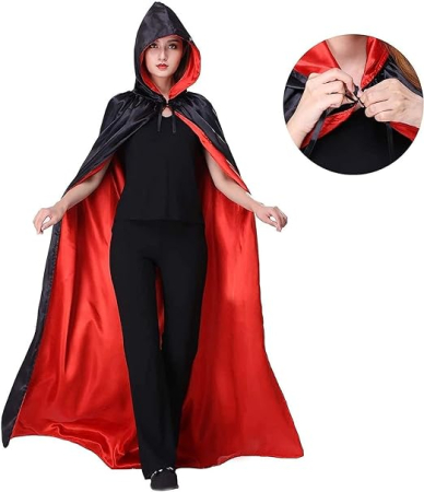 Pelerina reversibila cu gluga pentru carnaval, rosu/negru 140 cm [4]