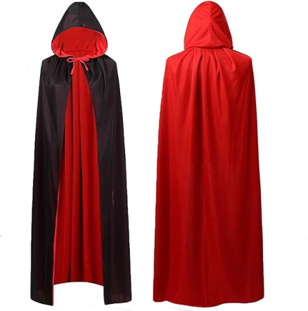 COSTUME COPII - Pelerina reversibila cu gluga pentru carnaval, rosu/negru 140 cm