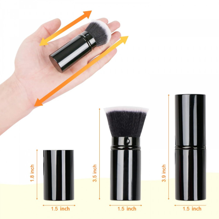 Pensula de machiaj din fibre sintetice moi pentru pudră, lichide, cremoase, tub NEGRU [5]