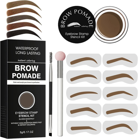CORP SI INTRETINERE - Set de sabloane pentru stampile pentru sprancene, rezistenta la apa, maro inchis, 16 buc