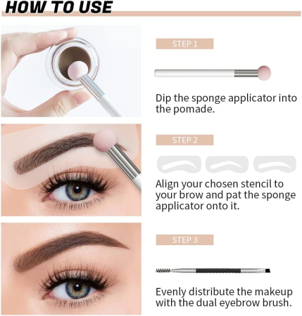 Set de sabloane pentru stampile pentru sprancene, rezistenta la apa, maro inchis, 16 buc [7]