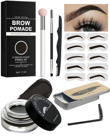 Set de sabloane pentru stampile pentru sprancene, rezistenta la apa, negru, 16 buc [1]