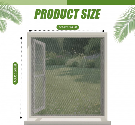 Perdea cu plasa deasa contra insectelor, fara gaurire, 130x150 cm Neagra, set 4 bucati [1]
