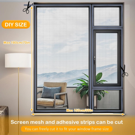 Perdea cu plasa deasa contra insectelor, fara gaurire, 180x150 cm neagra [1]