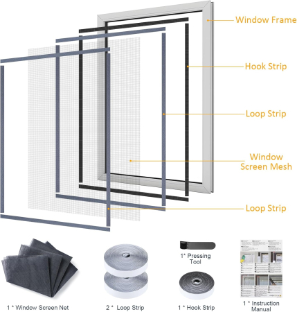 Perdea cu plasa deasa contra insectelor, fara gaurire, 180x150 cm neagra [6]