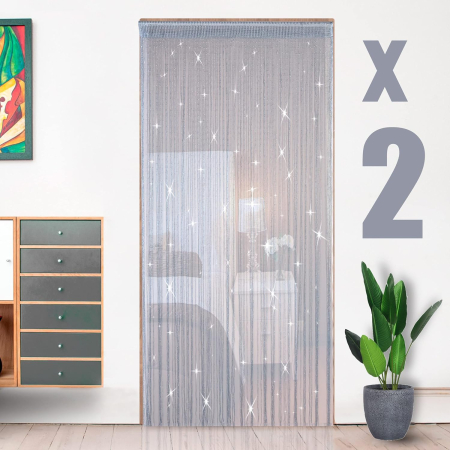 Accesorii usi - Perdele decorative fasii gri pentru cadrul usii 100v200 cm, set 2 bucati