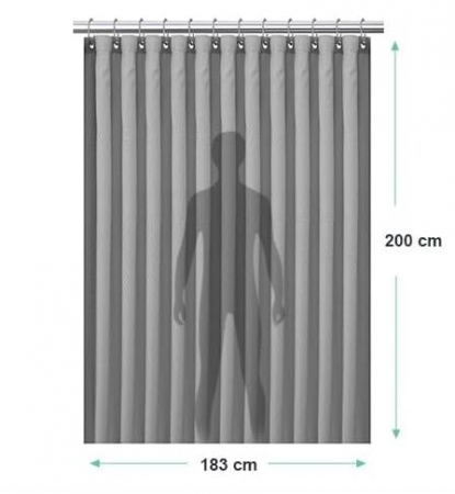 Perdea de dus groasa,opaca, usor lavabila, impermeabila 200x183cm cu12 carlige , gri [1]