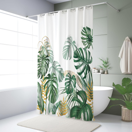 Perdea de dus textila groasa,opaca, usor lavabila, impermeabila 200x180cm cu12 carlige [5]