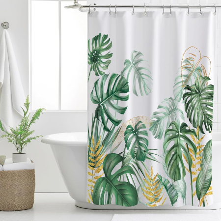 ORGANIZARE SPATIU - Perdea de dus textila groasa,opaca, usor lavabila, impermeabila 200x180cm cu12 carlige