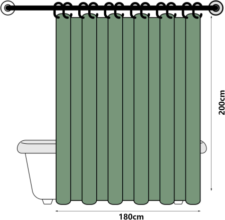 Perdea de dus textila groasa,opaca, usor lavabila, impermeabila 200x180cm cu12 carlige [4]