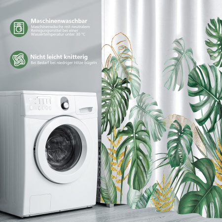 Perdea de dus textila groasa,opaca, usor lavabila, impermeabila 200x180cm cu12 carlige [3]