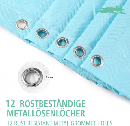 Perdea de dus groasa,opaca, usor lavabila, impermeabila 200x183cm cu12 carlige , albastru deschis [2]