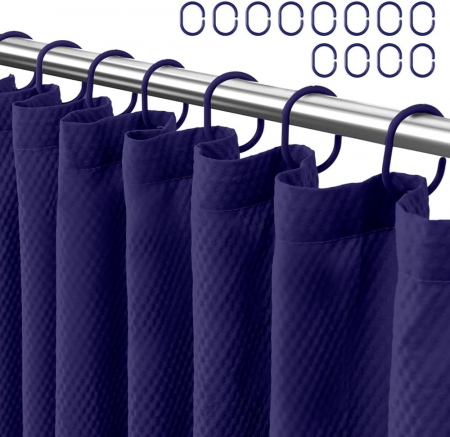ORGANIZARE SPATIU - Perdea de dus groasa,opaca, usor lavabila, impermeabila 200x183cm cu12 carlige , albastra