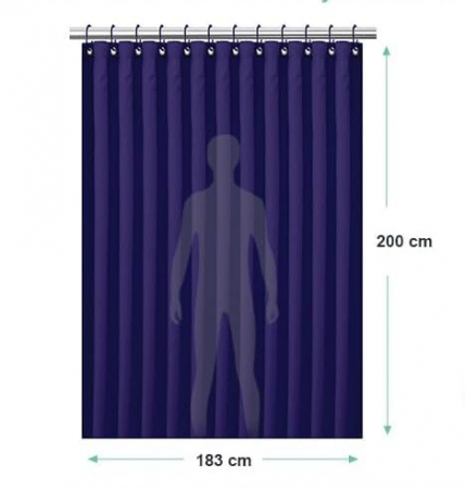 Perdea de dus groasa,opaca, usor lavabila, impermeabila 200x183cm cu12 carlige , albastra [1]