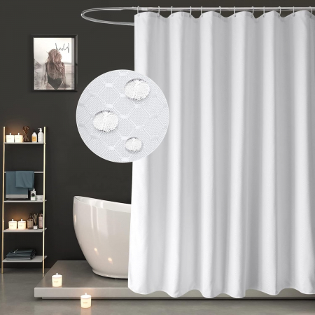 ORGANIZARE SPATIU - Perdea de dus extralunga, usor lavabila, impermeabila 240x180 cm cu12 carlige , alba