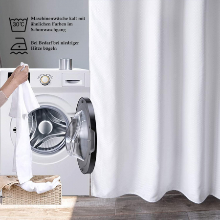 Perdea de dus extralunga, usor lavabila, impermeabila 240x180 cm cu12 carlige , alba [5]