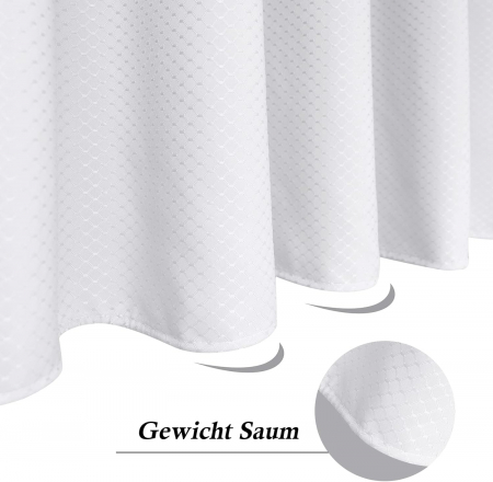 Perdea de dus extralunga, usor lavabila, impermeabila 240x180 cm cu12 carlige , alba [2]