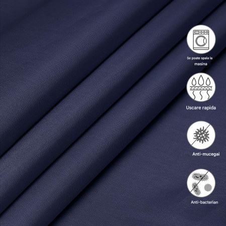 Perdea de dus textil anti-mucegai, usor lavabila, impermeabila 180x180 cm cu12 carlige , albastra [3]