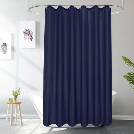 ORGANIZARE SPATIU - Perdea de dus textil anti-mucegai, usor lavabila, impermeabila 180x180 cm cu12 carlige , albastra