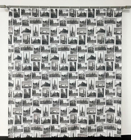 Perdea de dus textila, groasa,opaca, usor lavabila, impermeabila, cu model urban 180x200cm cu12 carlige [2]