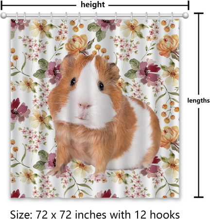 Perdea textila de dus, usor lavabila, impermeabila 180x180 cm cu12 carlige , Model Hamster [5]