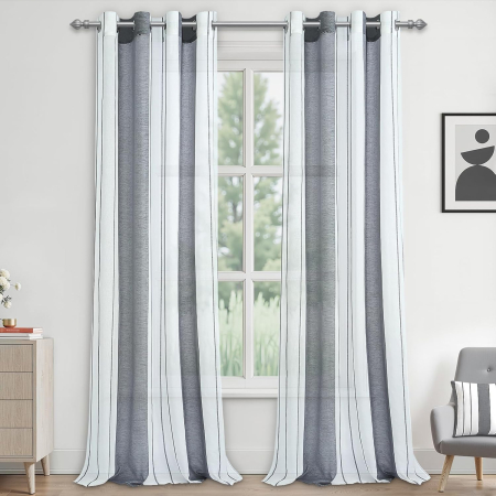 perdele su draperii - Perdele semi-transparente din dantela gri H280x140L cm, set 2 bucati