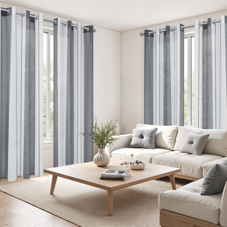 Perdele semi-transparente din dantela gri H280x140L cm, set 2 bucati [5]