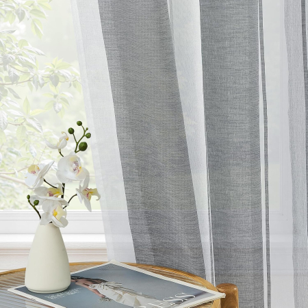 Perdele semi-transparente din dantela gri H280x140L cm, set 2 bucati [3]