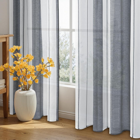 Perdele semi-transparente din dantela gri H280x140L cm, set 2 bucati [2]