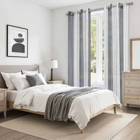 Perdele semi-transparente din dantela gri H280x140L cm, set 2 bucati [4]