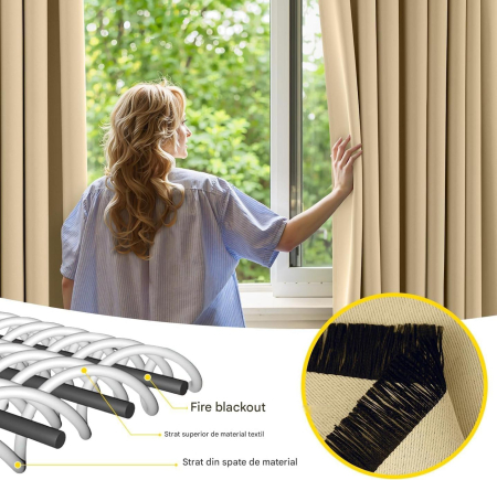 Perdea termica groasa 280 cm inaltime, 140 cm latime, Bej galbui-1 bucata [5]