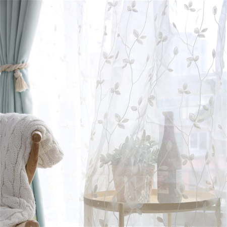 Perdele albe transparente cu model floral 150x180 cm [4]