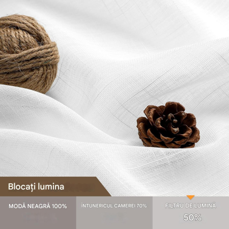 Perdele subtiri, transparente, aspect de in, 225x140 cm, cu inele metal [4]