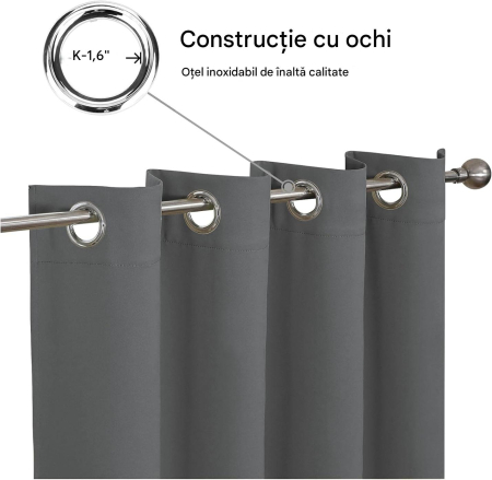 Perdele groase 137 cm inaltime, 117 cm latime, gri, set 2 bucati [5]