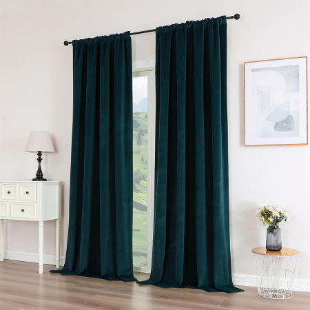 Perdele termice groase 225 cm inaltime, 132 cm latime, albastru verzui, set 2 bucati [7]