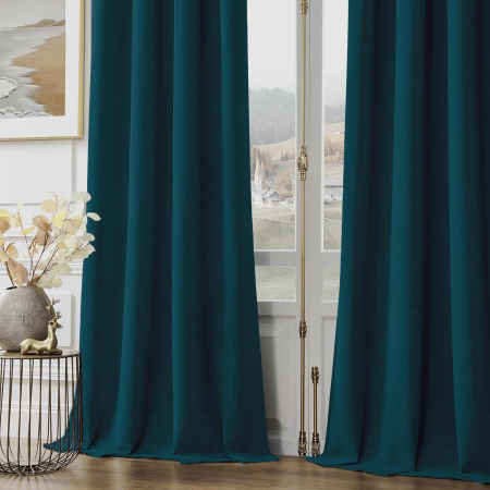 Perdele termice groase 225 cm inaltime, 132 cm latime, albastru verzui, set 2 bucati [6]