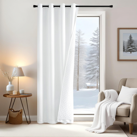 ORGANIZARE SPATIU - Perdele opace, moi, cu ochiuri metalice 225x132 cm (latime x inaltime), Alb, 1 bucata
