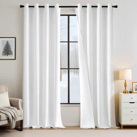 Perdele opace, moi, cu ochiuri metalice 225x132 cm (latime x inaltime), Alb, 1 bucata [1]