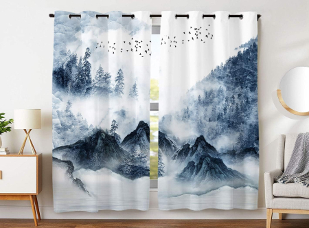 ORGANIZARE SPATIU - Perdele opace, moi, cu ochiuri metalice 245 x 140 cm Pădure înghețată, 2bucati