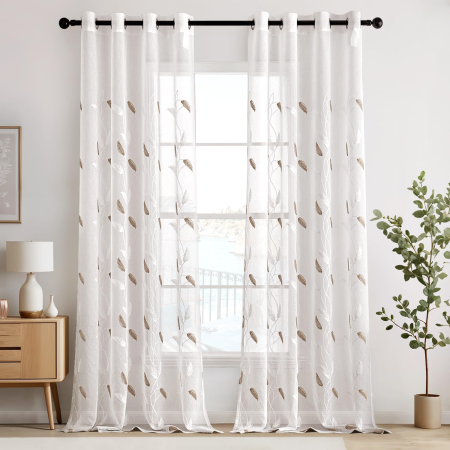 ORGANIZARE SPATIU - Perdele transparente, cu ochiuri metalice 140X225cm (inaltimexlungime), Alb, 2 bucata