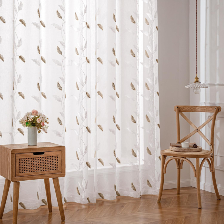 Perdele transparente, cu ochiuri metalice 140X225cm (inaltimexlungime), Alb, 2 bucata [2]