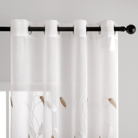 Perdele transparente, cu ochiuri metalice 140X225cm (inaltimexlungime), Alb, 2 bucata [5]