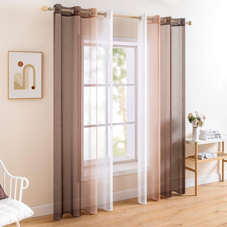 Perdele semi transparente maro cafea degrade 140*122 set 2 bucati [1]