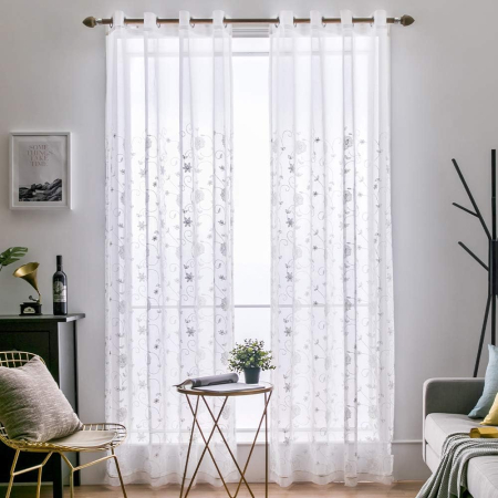 Perdele semi transparente albe cu model 140*225 set 2 bucati [2]