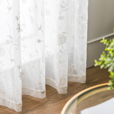 Perdele semi transparente albe cu model 140*225 set 2 bucati [4]