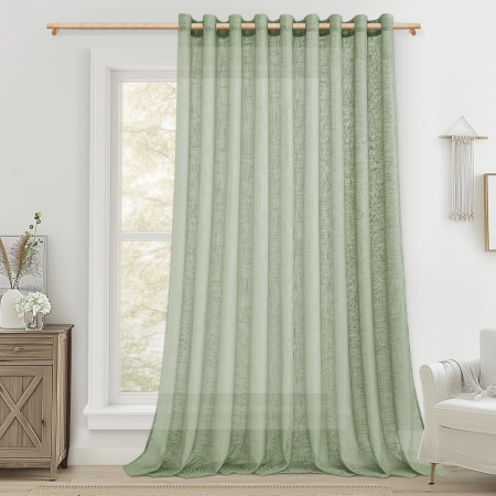 perdele su draperii - Perdea semi-transparenta din dantela verde H240x300L cm 1 bucata