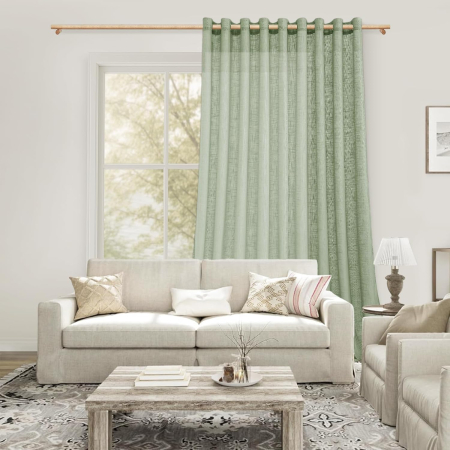 Perdea semi-transparenta din dantela verde H240x300L cm 1 bucata [5]